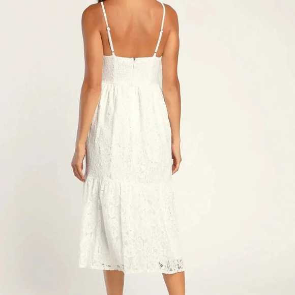 Size M - NWOT Lulus Expressions‎ of Style White Lace Sleeveless Midi Dress - Picture 5 of 7